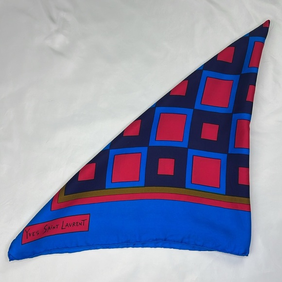 YSL silk scarf - geometric design vintage - authenticity certificate - Picture 3 of 4